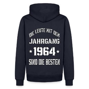 Die Leute mit dem Jahrgang 1964 - Männer Premium Bio Hoodie - Navy - Hinten - Nico (187cm)