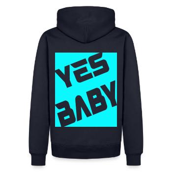 Yes Baby - Männer Premium Bio Hoodie - Navy - Hinten - Nico (187cm)