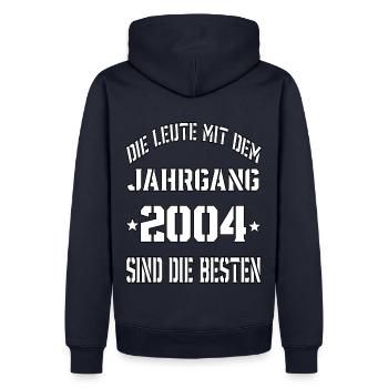 Die Leute mit dem Jahrgang 2004 - Männer Premium Bio Hoodie - Navy - Hinten - Nico (187cm)