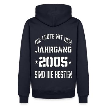 Die Leute mit dem Jahrgang 2005 - Männer Premium Bio Hoodie - Navy - Hinten - Nico (187cm)