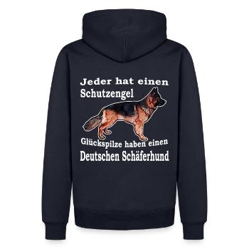 Schutzengel Schäferhund W - Männer Premium Bio Hoodie - Navy - Hinten - Nico (187cm)