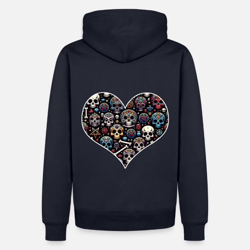 Buntes dekoratives Skullmuster - Männer Premium Bio Hoodie - Navy
