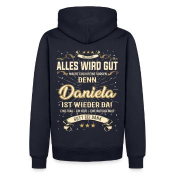 Daniela T-Shirt, Alles wird gut! - Männer Premium Bio Hoodie - Navy - Hinten - Nico (187cm)