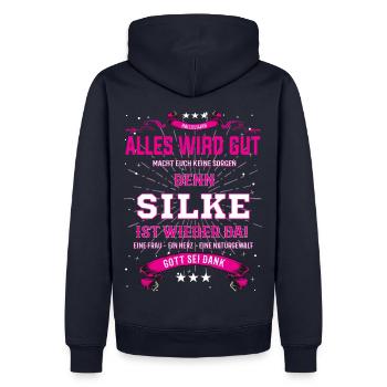 Alles wird gut, Silke ist wieder da T-Shirt - Männer Premium Bio Hoodie - Navy - Hinten - Nico (187cm)