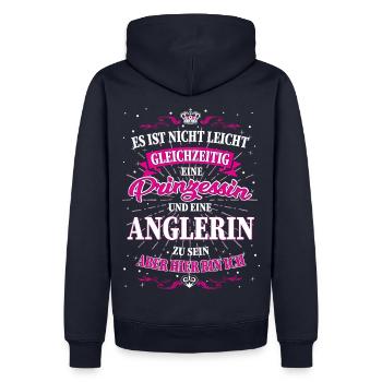Anglerin und Prinzessin T-Shirt - Männer Premium Bio Hoodie - Navy - Hinten - Nico (187cm)