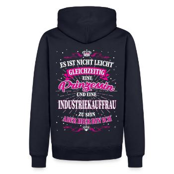 Industriekauffrau und Prinzessin T-Shirt - Männer Premium Bio Hoodie - Navy - Hinten - Nico (187cm)