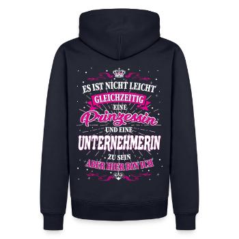 Unternehmerin und Prinzessin T-Shirt - Männer Premium Bio Hoodie - Navy - Hinten - Nico (187cm)