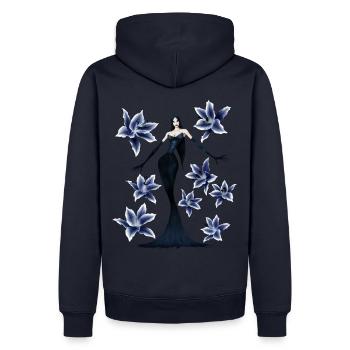 Lady lily bleu - Sweat à capuche Premium bio Homme - bleu marine - Dos - Nico (187cm)
