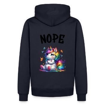 Licorne disant non Garçon et fille Créature mythique - Sweat à capuche Premium bio Homme - bleu marine - Dos - Nico (187cm)