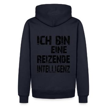 KI Spruch Ich bin eine reizende Intelligenz - Männer Premium Bio Hoodie - Navy - Hinten - Nico (187cm)