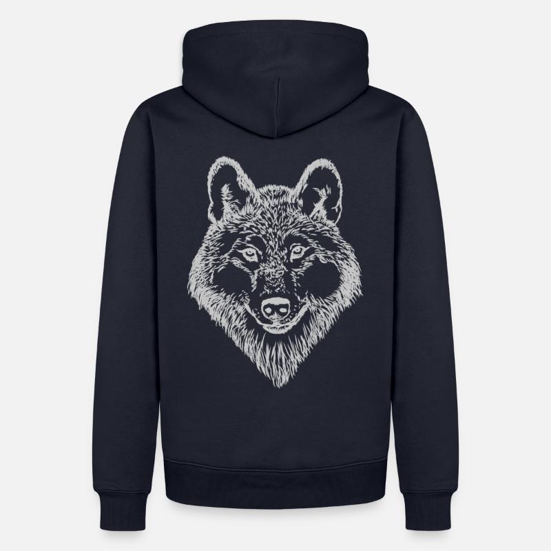Wolf grau - Männer Premium Bio Hoodie - Navy