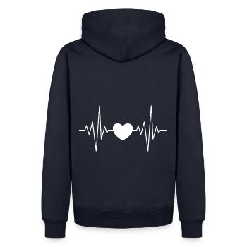 mein Herz schläft für Herz Design - Männer Premium Bio Hoodie - Navy - Hinten - Nico (187cm)