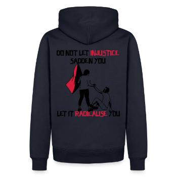 Radicalisez-vous! - Sweat à capuche Premium bio Homme - bleu marine - Dos - Nico (187cm)