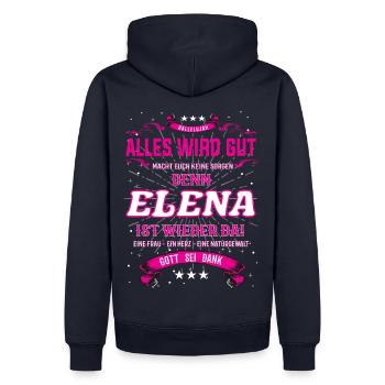 Alles wird gut, denn Elena ist wieder da - Männer Premium Bio Hoodie - Navy - Hinten - Nico (187cm)
