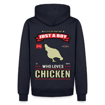 Just a Boy Who Loves Chickens Outfit - Men’s Premium Organic Hoodie - navy - Back - Nico (187cm)