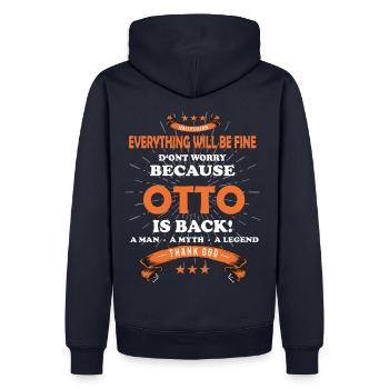 Everything will be fine Otto Is back - Männer Premium Bio Hoodie - Navy - Hinten - Nico (187cm)