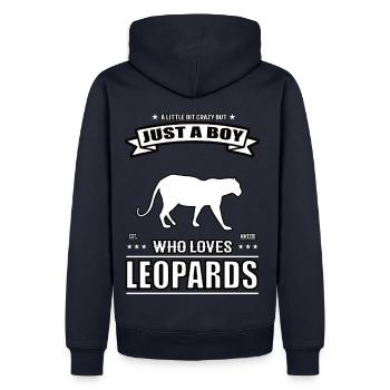 Juste un garçon qui aime la tenue léopard - Sweat à capuche Premium bio Homme - bleu marine - Dos - Nico (187cm)