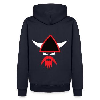 Cooles Wikinger Design - Eric der Rote - Männer Premium Bio Hoodie - Navy - Hinten - Nico (187cm)