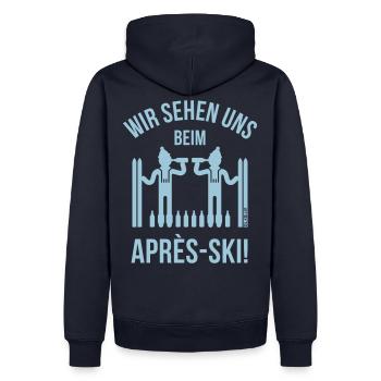 Wir Sehen Uns Beim Après-Ski! (Bier / Ski / Party) - Männer Premium Bio Hoodie - Navy - Hinten - Nico (187cm)