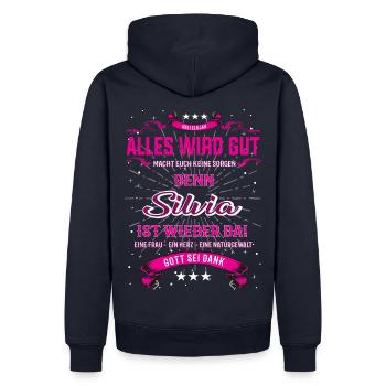 Alles wird gut, Silvia ist wieder da T-Shirt - Männer Premium Bio Hoodie - Navy - Hinten - Nico (187cm)