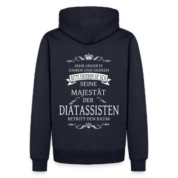 Seine Majestät der Diätassistent betritt den Raum - Männer Premium Bio Hoodie - Navy - Hinten - Nico (187cm)