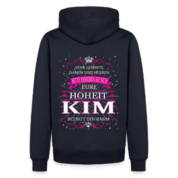 Eure Hoheit Kim betritt den Raum - Männer Premium Bio Hoodie - Navy - Hinten - Nico (187cm)