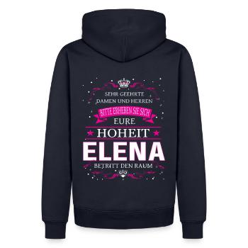 Eure Hoheit Elena betritt den Raum - Männer Premium Bio Hoodie - Navy - Hinten - Nico (187cm)
