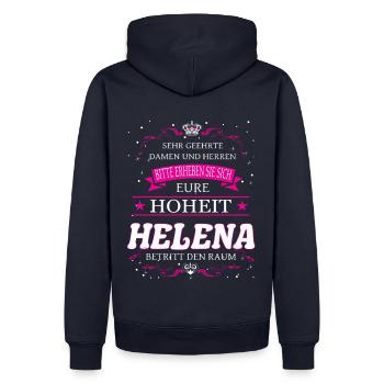 Eure Hoheit Helena betritt den Raum - Männer Premium Bio Hoodie - Navy - Hinten - Nico (187cm)