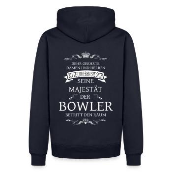 His Majesty the Bowler enters the room - Men’s Premium Organic Hoodie - navy - Back - Nico (187cm)