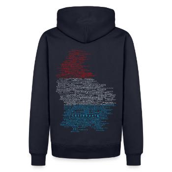 Lux Map Silhouette - Sweat à capuche Premium bio Homme - bleu marine - Dos - Nico (187cm)