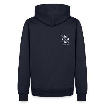 Schwanger 2024, werdende Mutter werdende Mama 2024 - Männer Premium Bio Hoodie - Navy - Hinten - Nico (187cm)