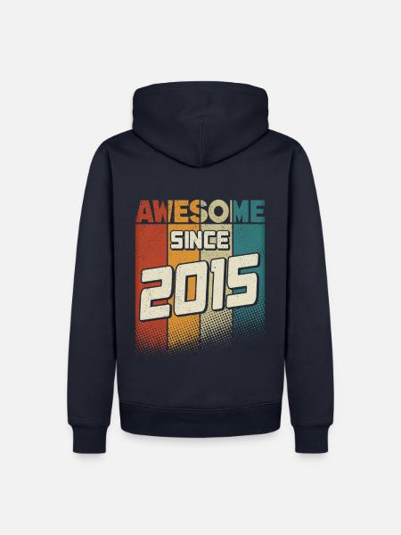 Awesome since 2015 Mädchen Junge 9. Geburtstag - Männer Premium Bio Hoodie - Navy