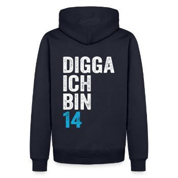Digga ich bin 14. Geburtstag Junge 14. Geburtstag - Männer Premium Bio Hoodie - Navy - Hinten - Nico (187cm)