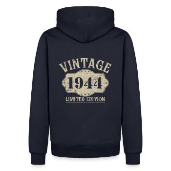 1944 édition limitée 80e anniversaire - Sweat à capuche Premium bio Homme - bleu marine - Dos - Nico (187cm)