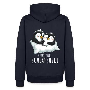 Chemise de nuit Penguin Chemise de nuit officielle Pingouins - Sweat à capuche Premium bio Homme - bleu marine - Dos - Nico (187cm)