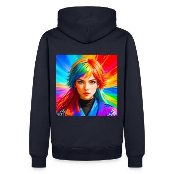 Colors of Life - Woman in Colorful - Hypnosis - Men’s Premium Organic Hoodie - navy - Back - Nico (187cm)