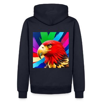 Colors of Life - Eagle Head in Red - Men’s Premium Organic Hoodie - navy - Back - Nico (187cm)