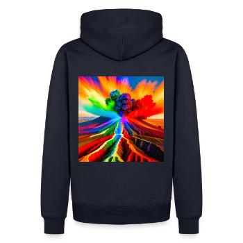 Colors of Life - Color Explosion from Volcano - Men’s Premium Organic Hoodie - navy - Back - Nico (187cm)