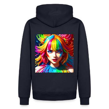 Colors of Life - Woman with Colorful Hair - Men’s Premium Organic Hoodie - navy - Back - Nico (187cm)