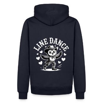 Line Dance Eule lustige Eule tanzt Linedance - Männer Premium Bio Hoodie - Navy - Hinten - Nico (187cm)