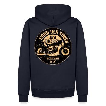 Good Old Times - Männer Premium Bio Hoodie - Navy - Hinten - Nico (187cm)