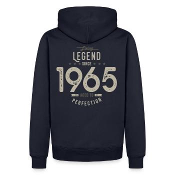 LIVING legend since 1965 57th Anniversary Gift - Men’s Premium Organic Hoodie - navy - Back - Nico (187cm)
