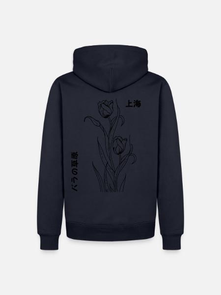 Blume Shanghai Shirt mit Blumen - Männer Premium Bio Hoodie - Navy