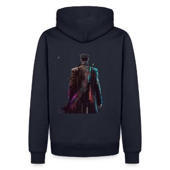 Un épéiste solitaire sur son chemin - Sweat à capuche Premium bio Homme - bleu marine - Dos - Nico (187cm)