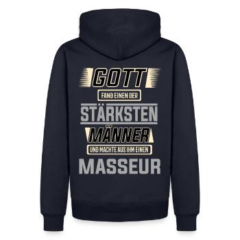 Masseur, einer der stärksten Männer der Welt - Männer Premium Bio Hoodie - Navy - Hinten - Nico (187cm)