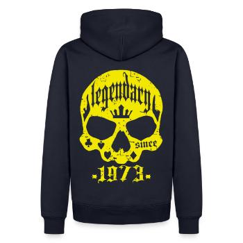 Legendary since 1973 - Men’s Premium Organic Hoodie - navy - Back - Nico (187cm)