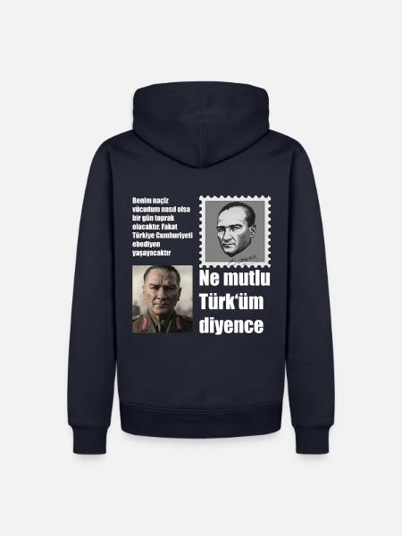 Mustafa Kemal Atatürk Zitat - Männer Premium Bio Hoodie - Navy