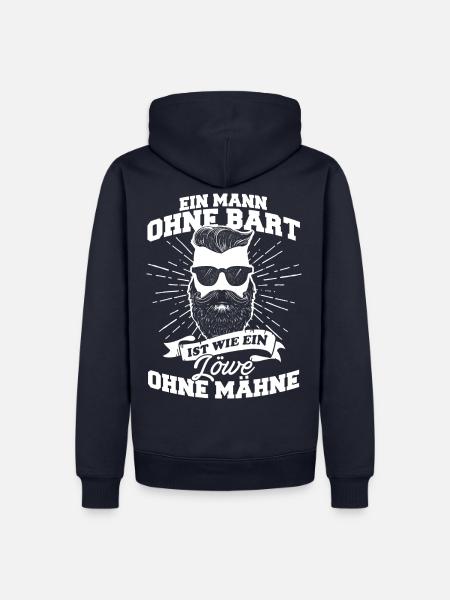Mann Bart Löwe Vollbart - Männer Premium Bio Hoodie - Navy