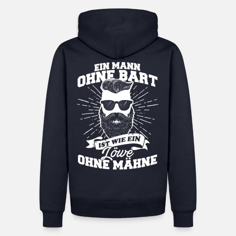 Mann Bart Löwe Vollbart - Männer Premium Bio Hoodie - Navy