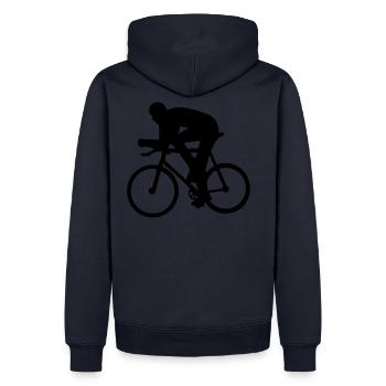 Cyclisme - cycliste - Sweat à capuche Premium bio Homme - bleu marine - Dos - Nico (187cm)